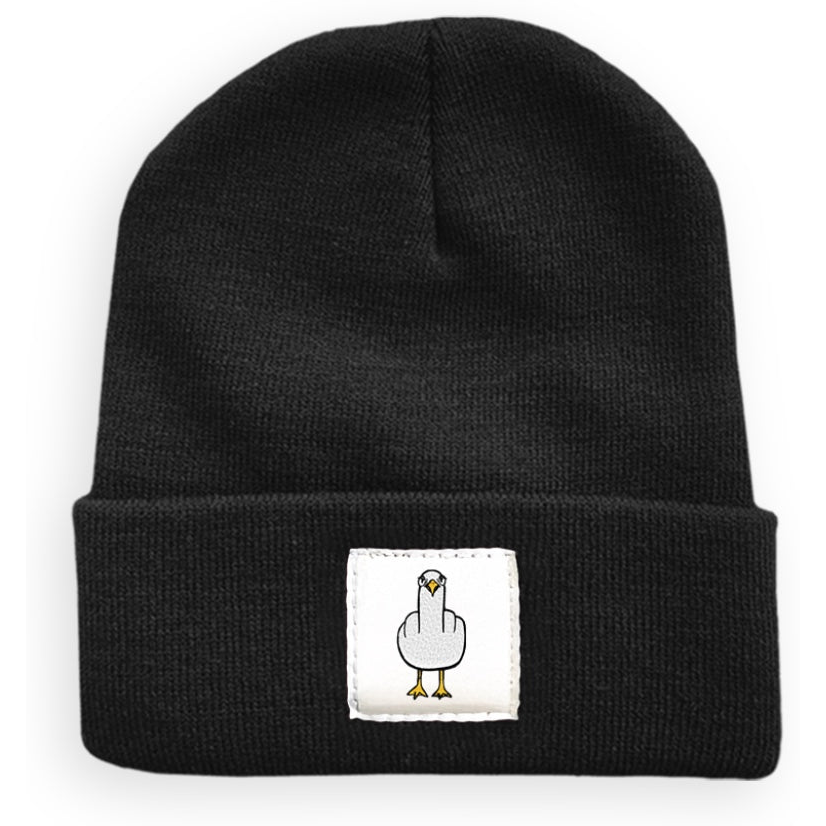 F**k You Möwe Beanie Schwarz