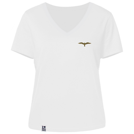 Leo-Möwe  - Damen Shirt | V-Ausschnitt | Edler Stick