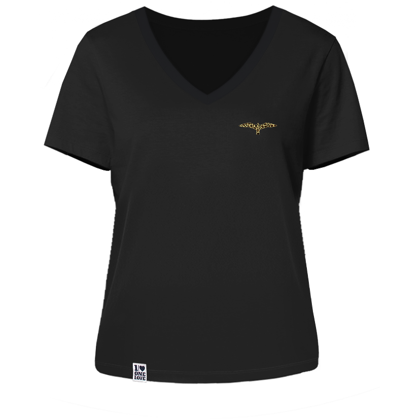 Leo-Möwe  - Damen Shirt | V-Ausschnitt | Edler Stick