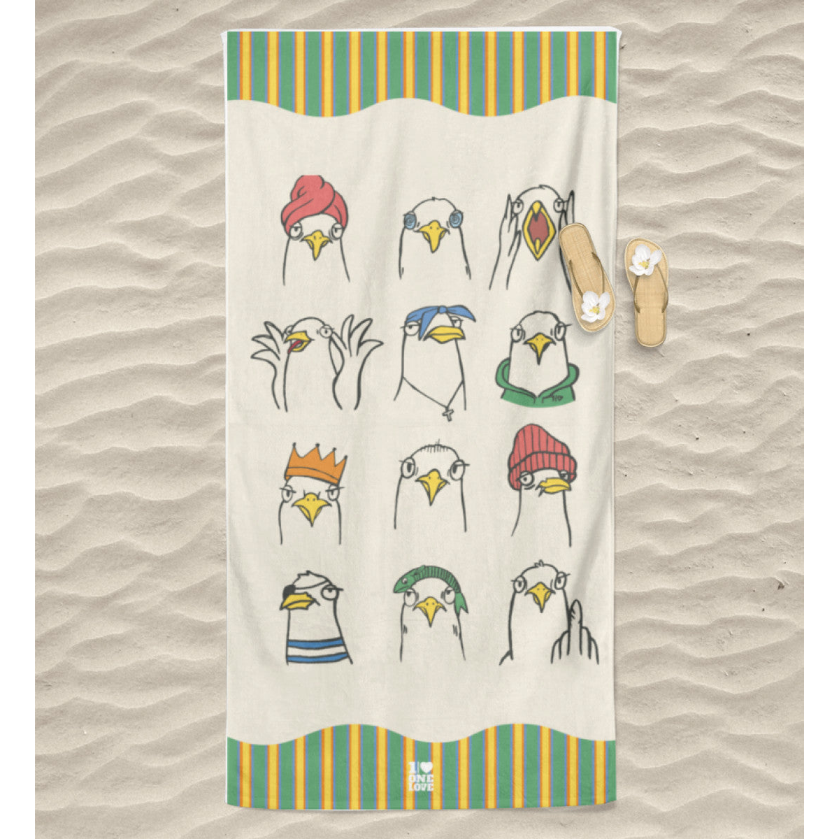 Möwen Collage - Strandtuch