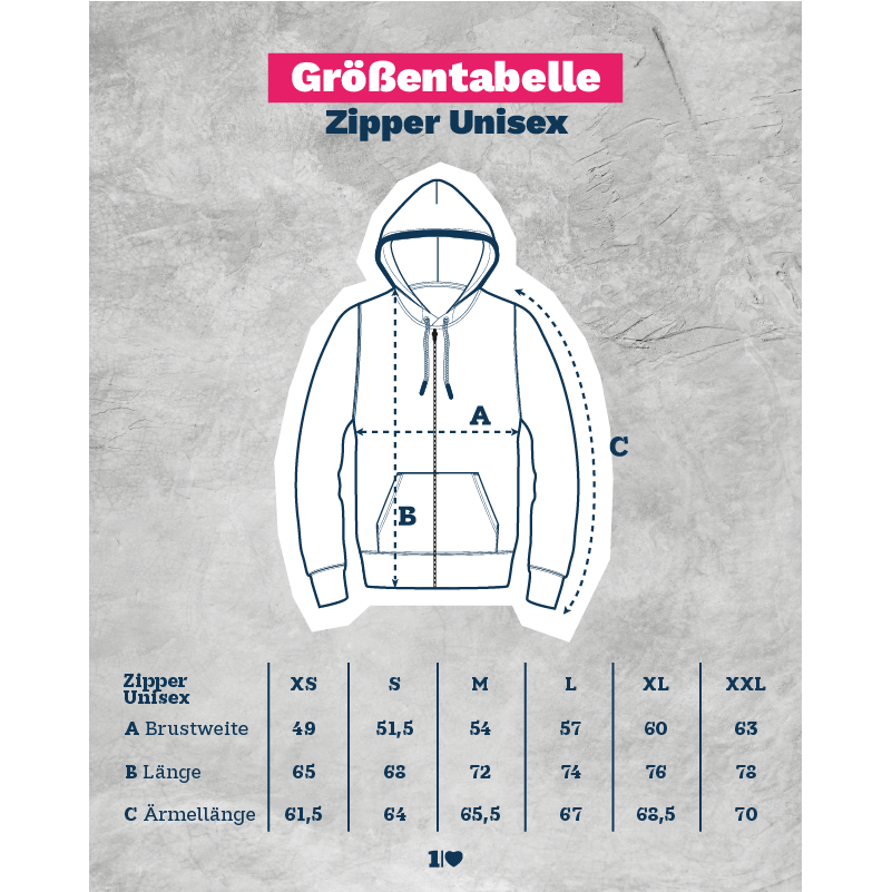 Wellenherz-Herzstück Unisex-Zipper