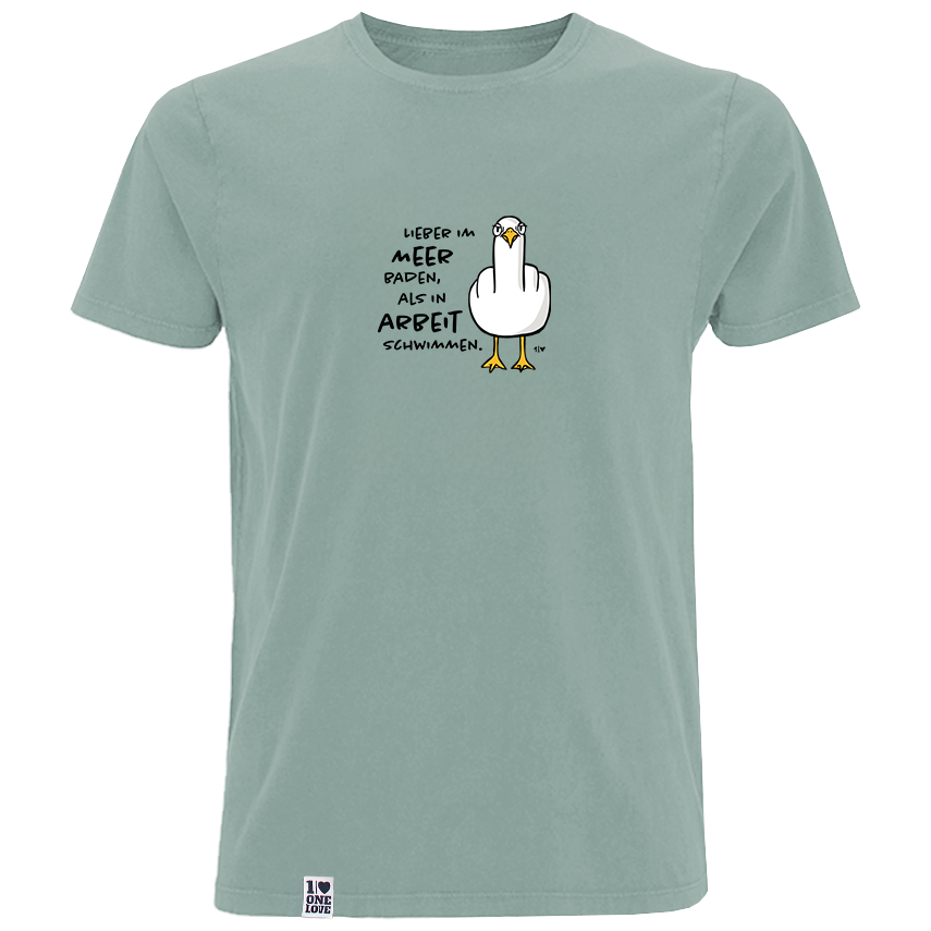 Lieber im Meer baden, als ich Arbeit schwimmen  - Herren Shirt | 100% Bio-Baumwolle