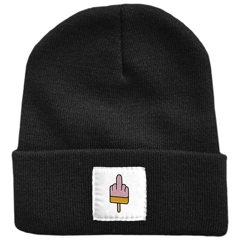Mittelfinger Eis Beanie Schwarz