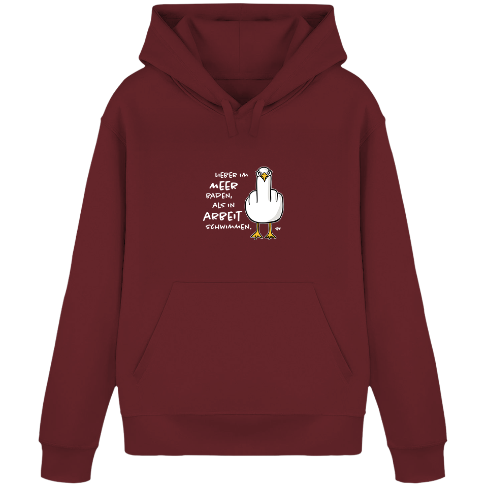 Lieber im Meer baden, als in Arbeit schwimmen.  - Unisex Hoodie | 100% Bio-Baumwolle